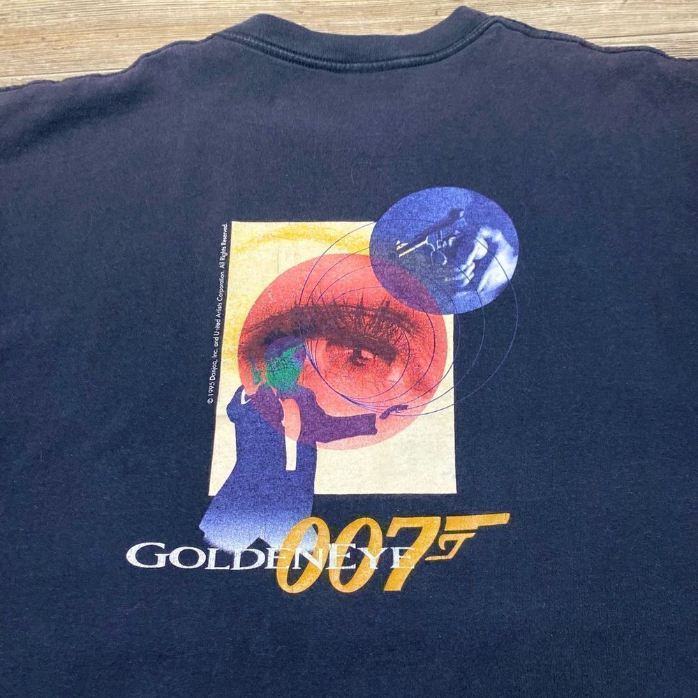 Vintage T Shirt 1995 James Bond GoldenEye 007 Movie Promo XL Black